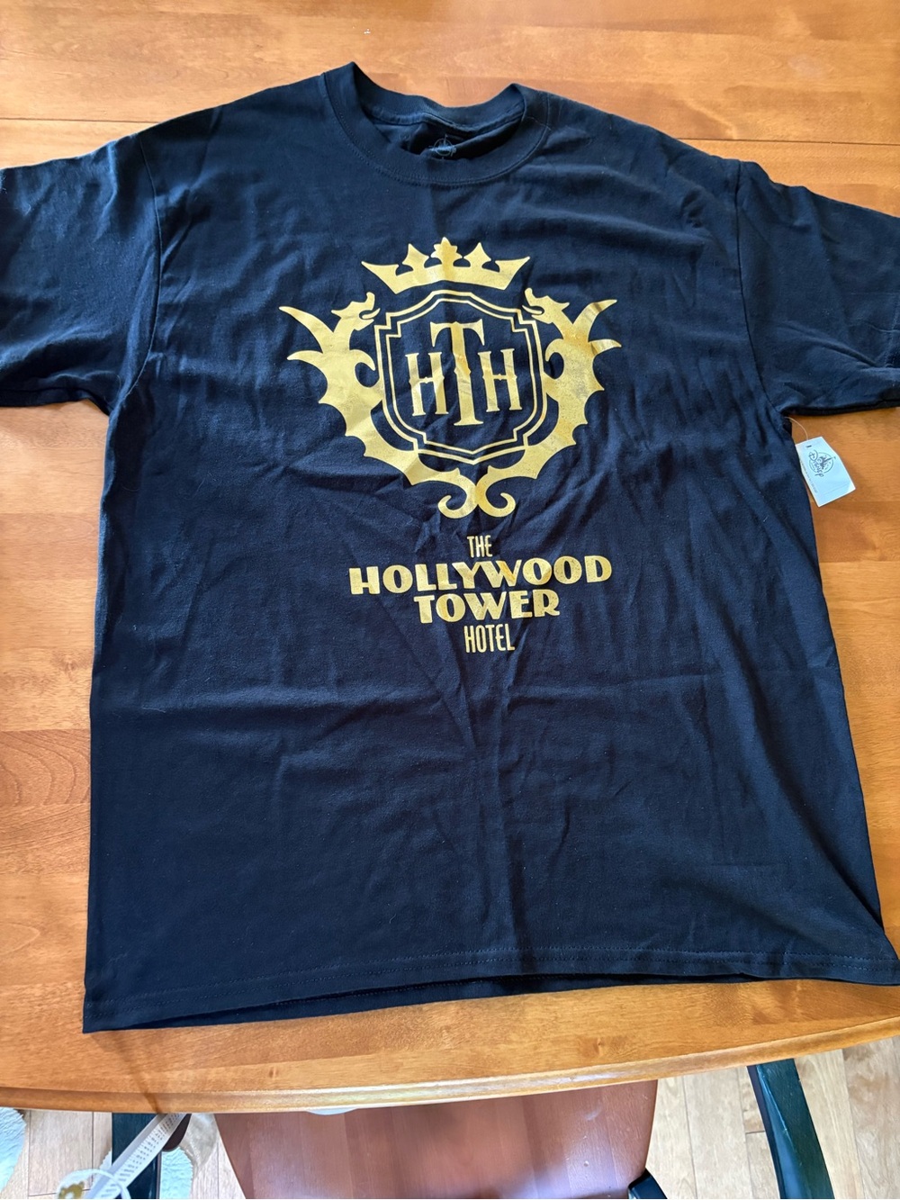 Disney Hollywood Tower Hotel Crest Tee - Black & Gold